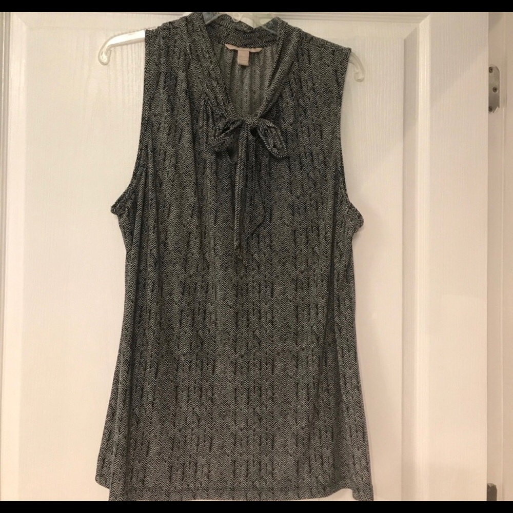 Banana Republic XL Herringbone Pussy Bow Blouse